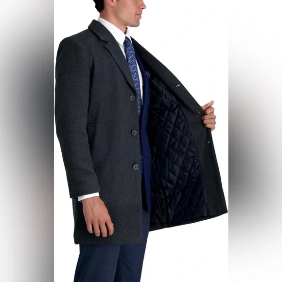 NWT Haggar Men's Mid-Length Single Breasted Brushed Twill Topcoat Size Medium - Picture 5 of 10